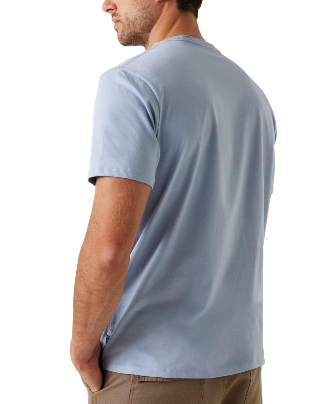 Camiseta Guess Embroidery azul claro manga corta para hombre