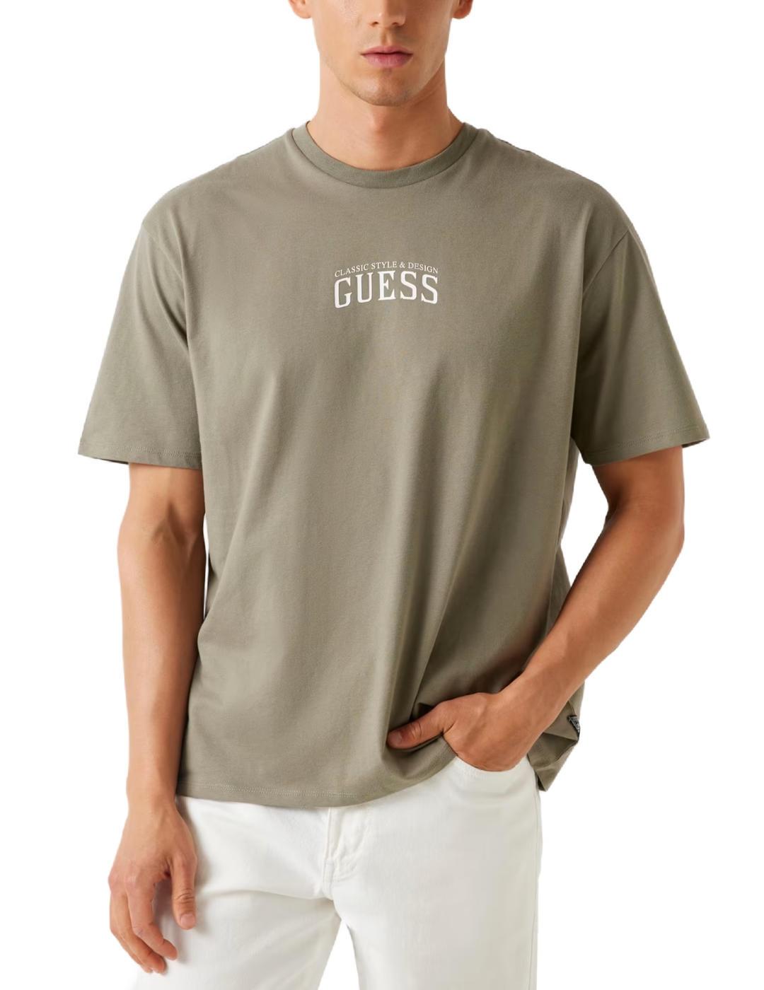 Camiseta Guess Mirror verde caqui manga corta para hombre