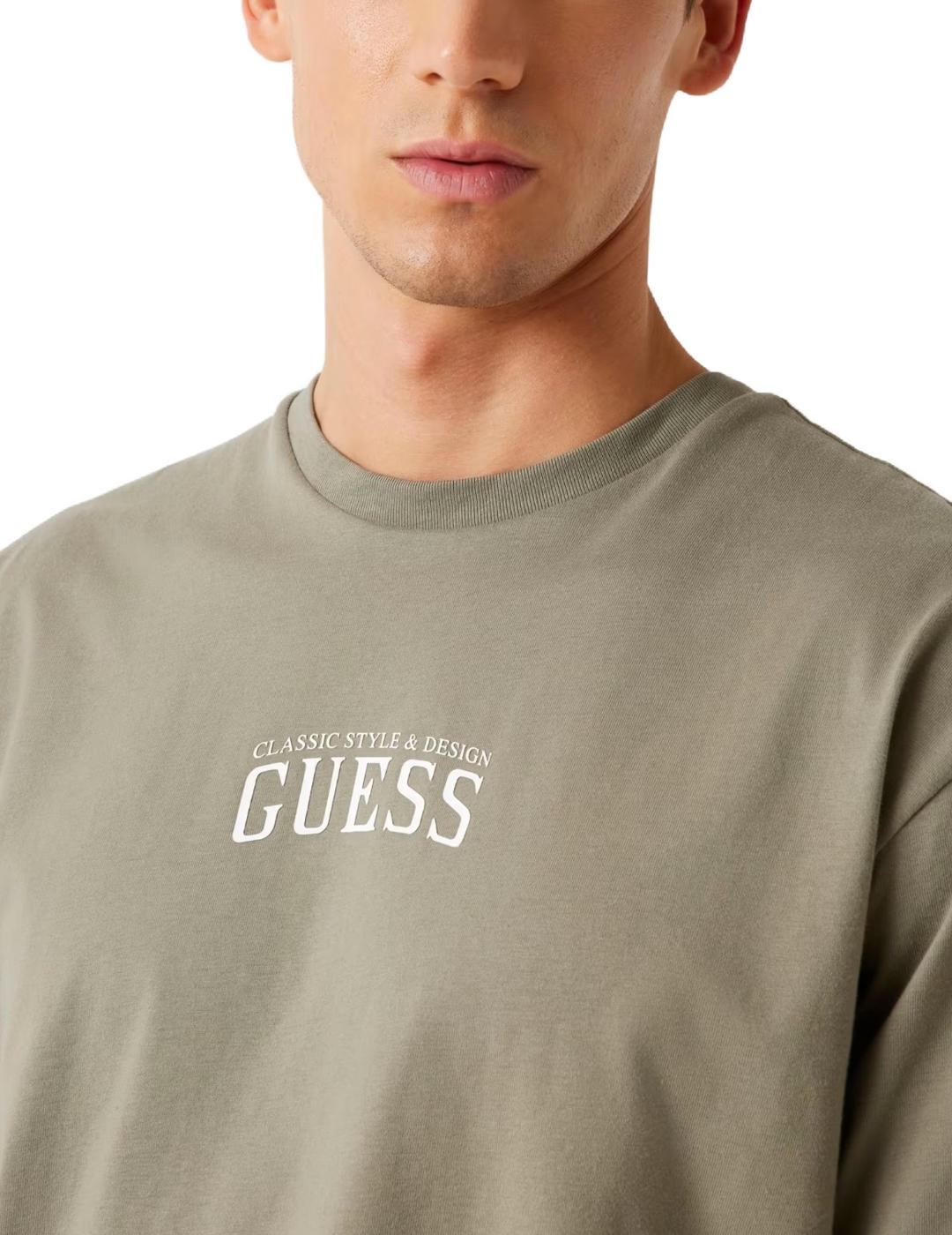 Camiseta Guess Mirror verde caqui manga corta para hombre