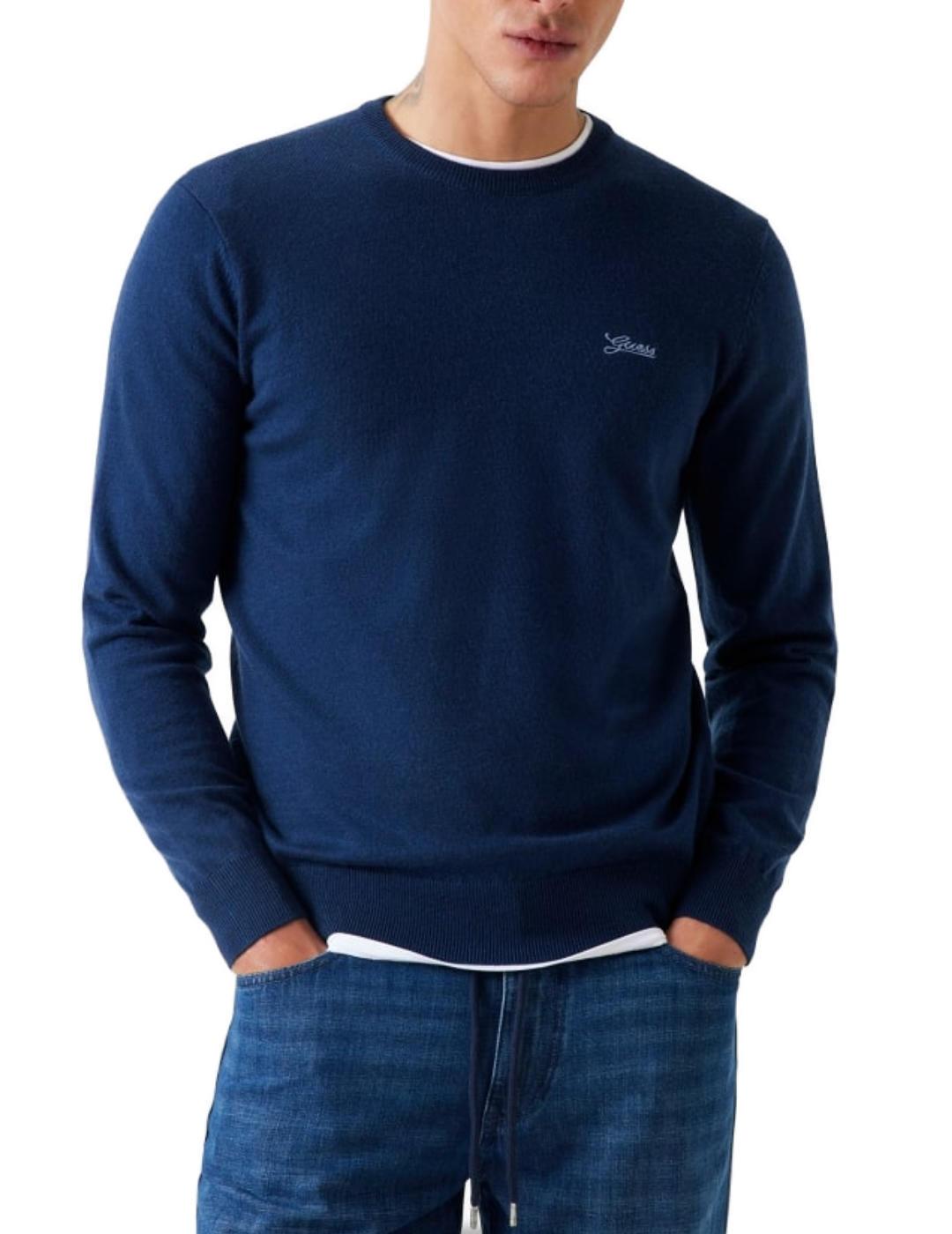 Jersey Guess Daniel azul marino de punto para hombre