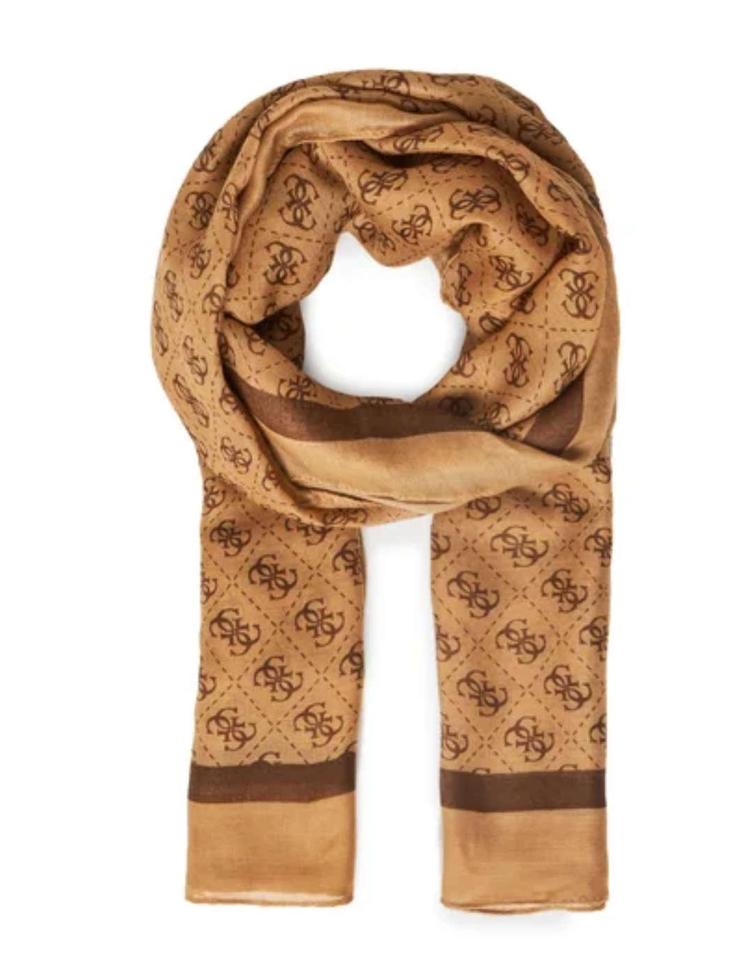 Pañuelo Guess Katya marrón logotipo 4G para mujer