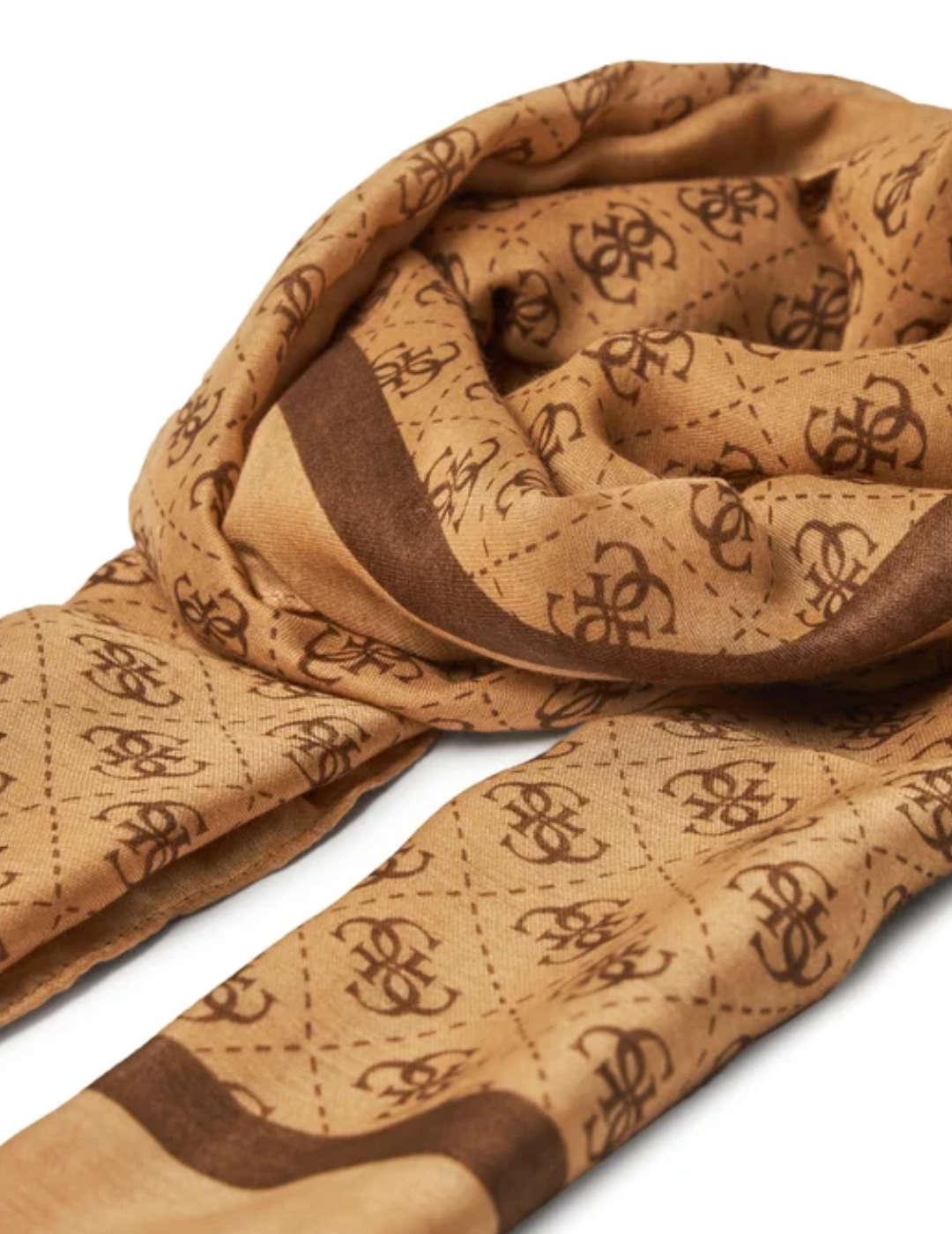 Pañuelo Guess Katya marrón logotipo 4G para mujer