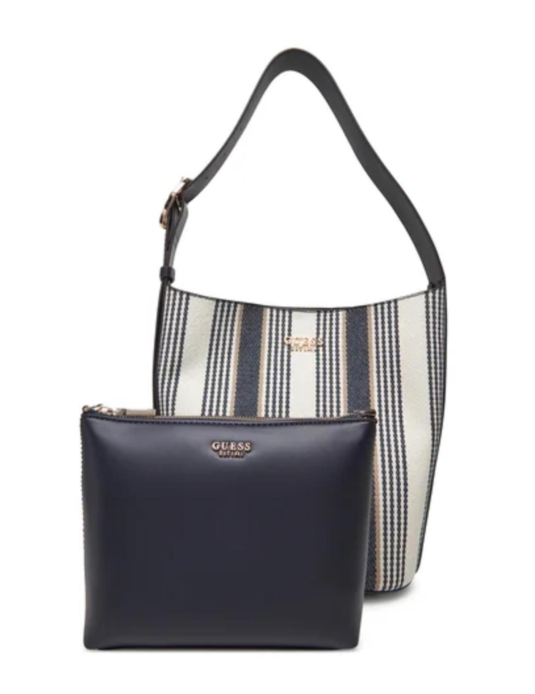 Bolso Guess Nicolette azul multicolor rayas para mujer