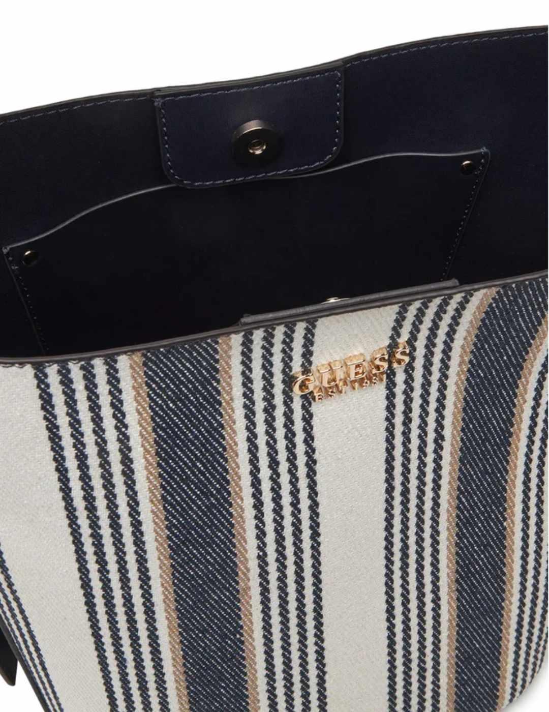 Bolso Guess Nicolette azul multicolor rayas para mujer