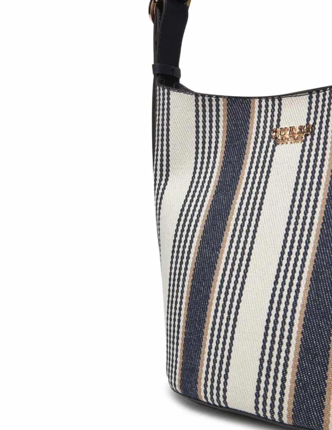 Bolso Guess Nicolette azul multicolor rayas para mujer