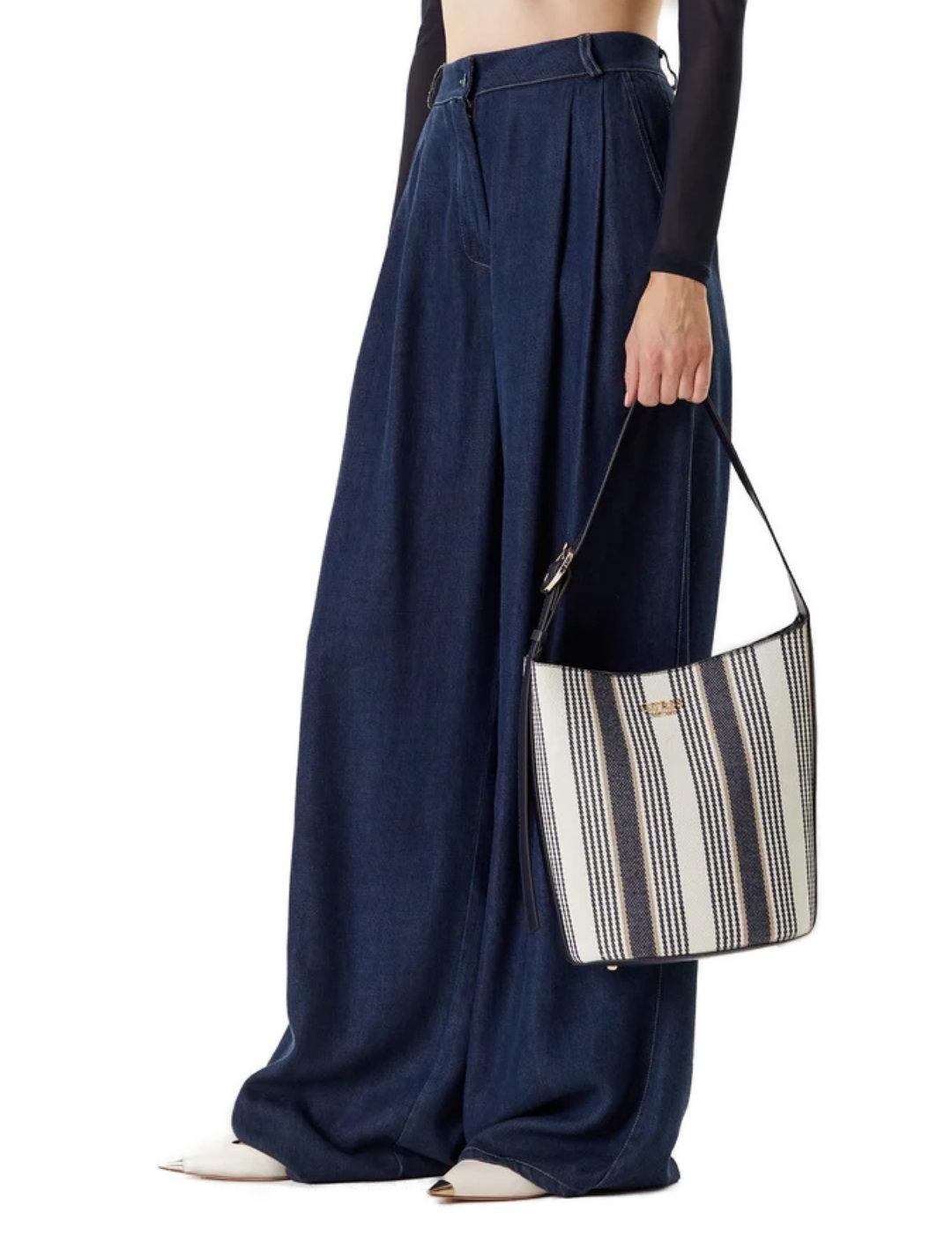 Bolso Guess Nicolette azul multicolor rayas para mujer