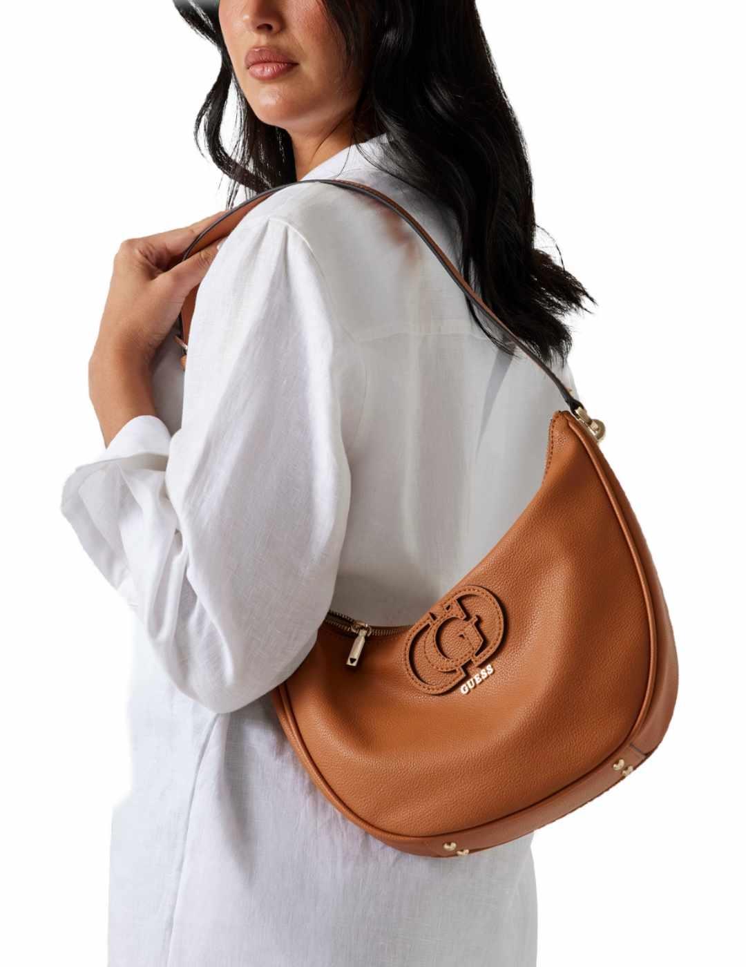Bolso Guess Calebra shoulder de hombro camel para mujer