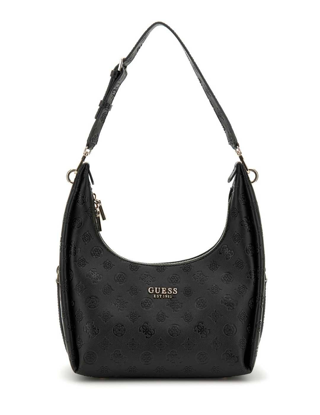 Bolso Guess Phoebe shoulder negro logo de hombro para mujer