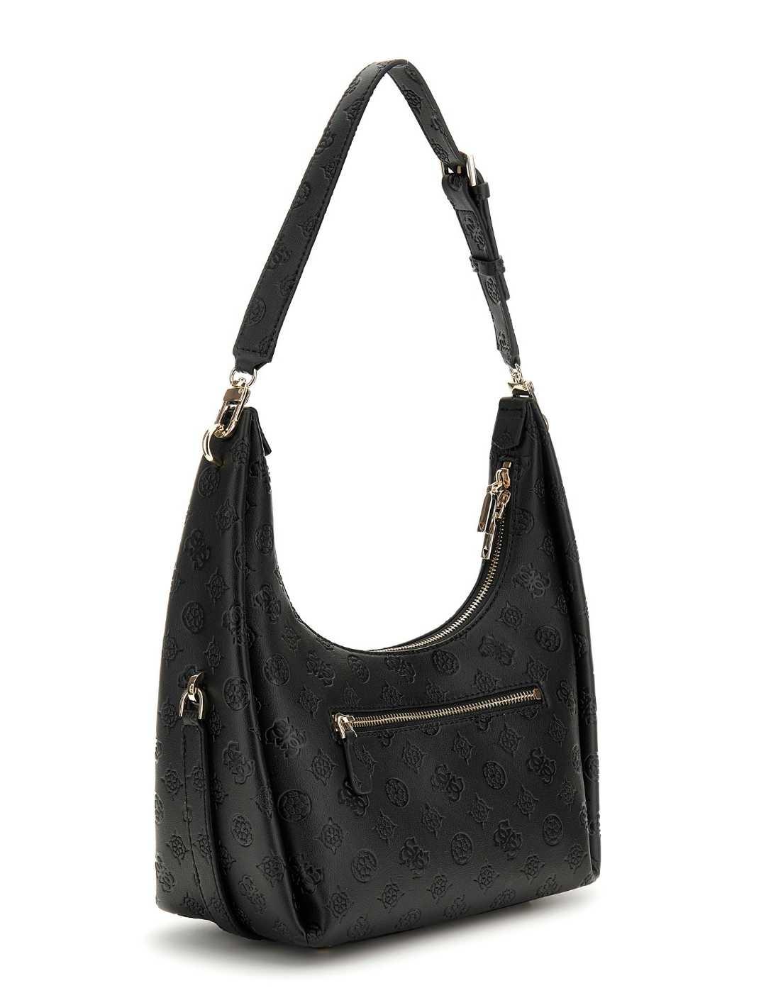Bolso Guess Phoebe shoulder negro logo de hombro para mujer