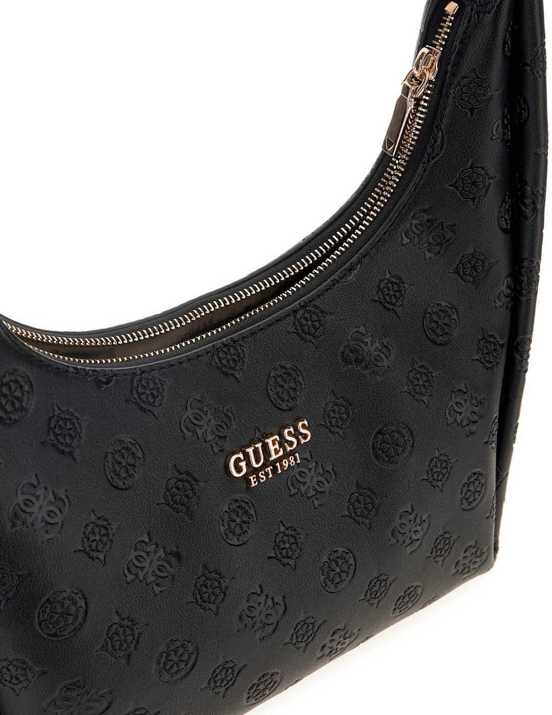 Bolso Guess Phoebe shoulder negro logo de hombro para mujer
