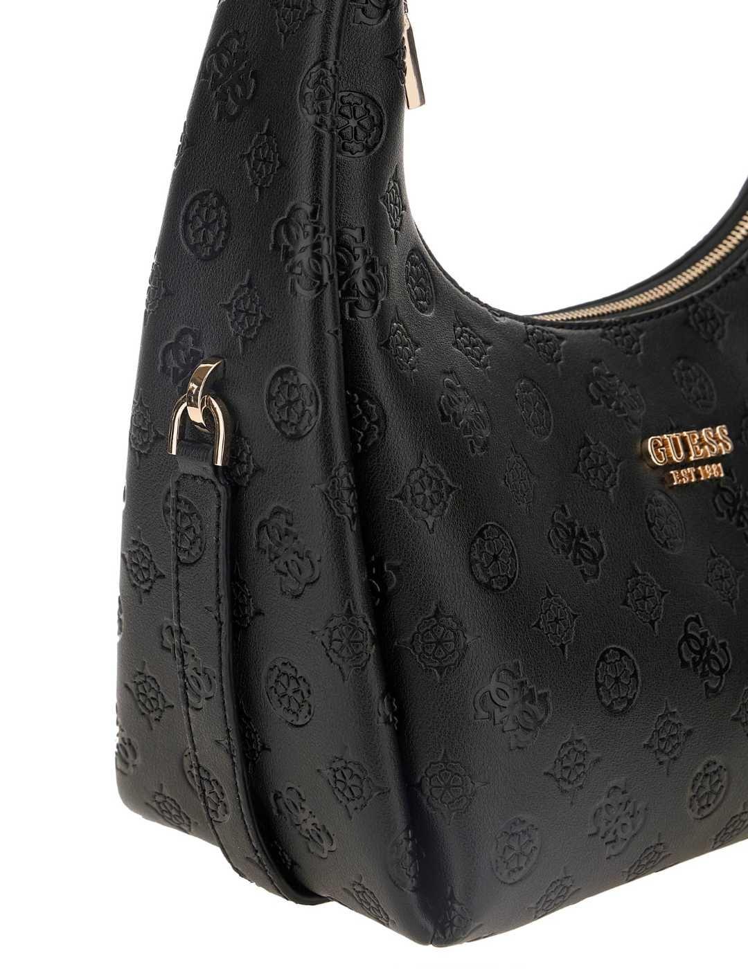 Bolso Guess Phoebe shoulder negro logo de hombro para mujer