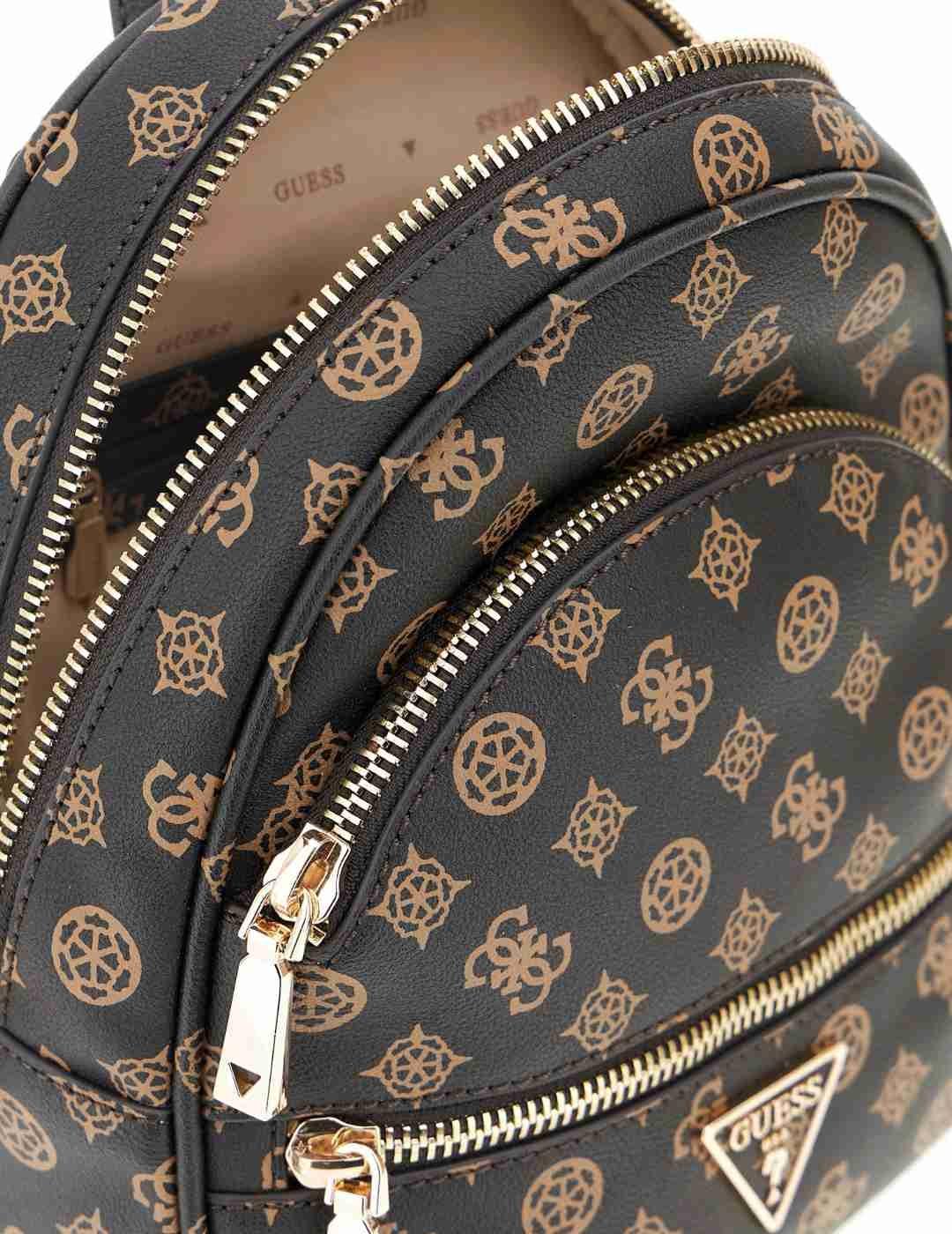 Mochila Guess Manhattan logo 4G marrón de mujer