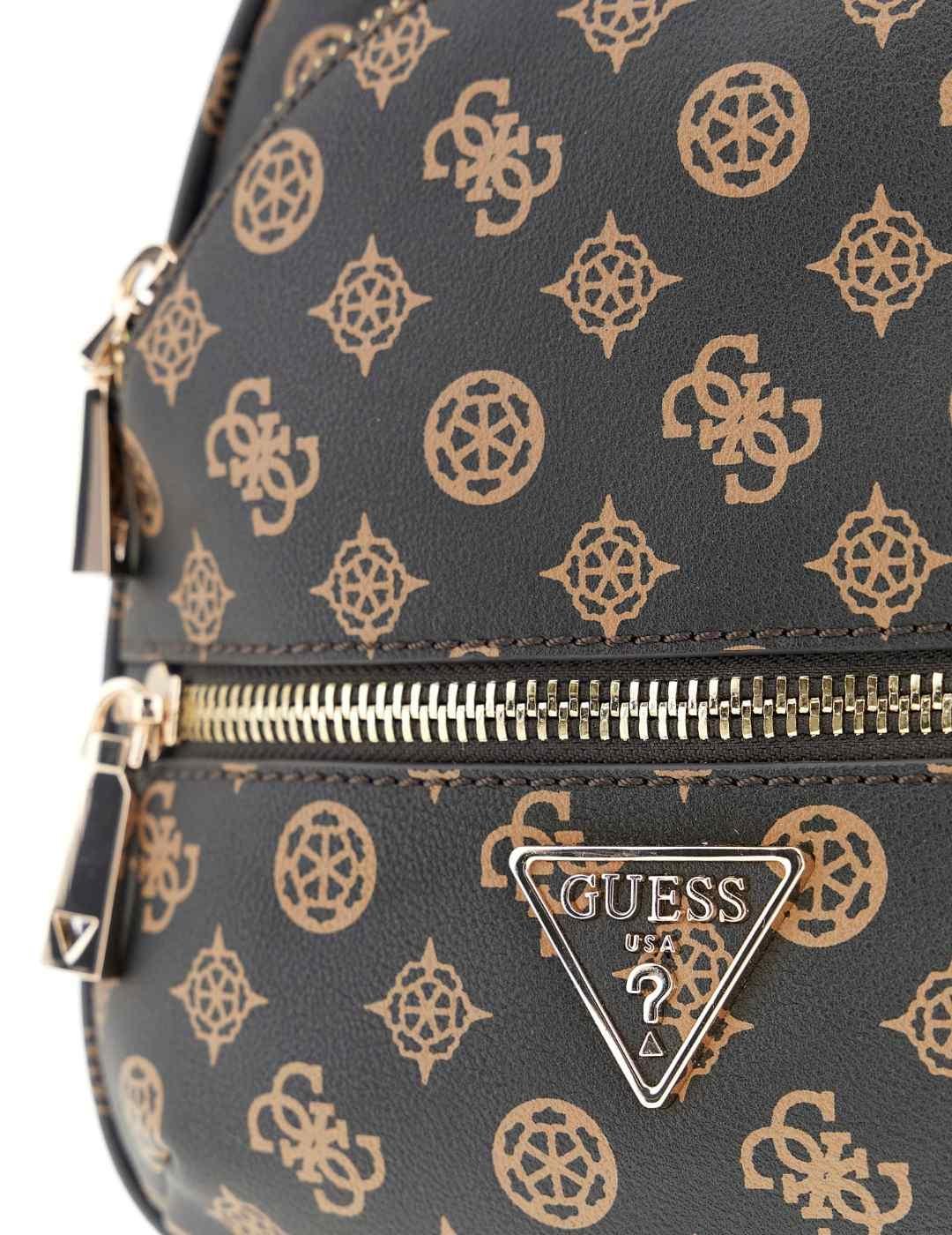 Mochila Guess Manhattan logo 4G marrón de mujer