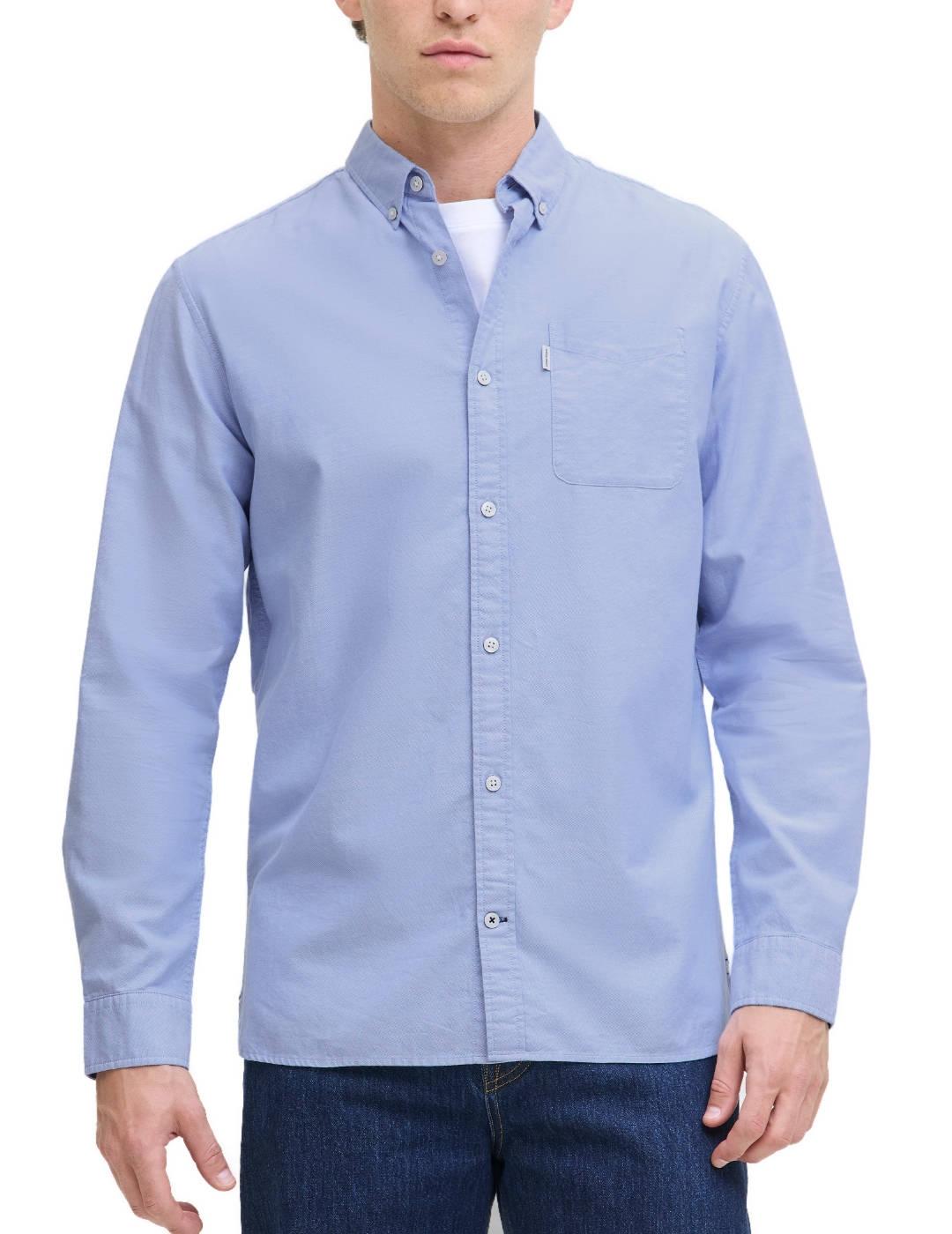 Camisa Jack&Jones Oxford azul manga larga para hombre