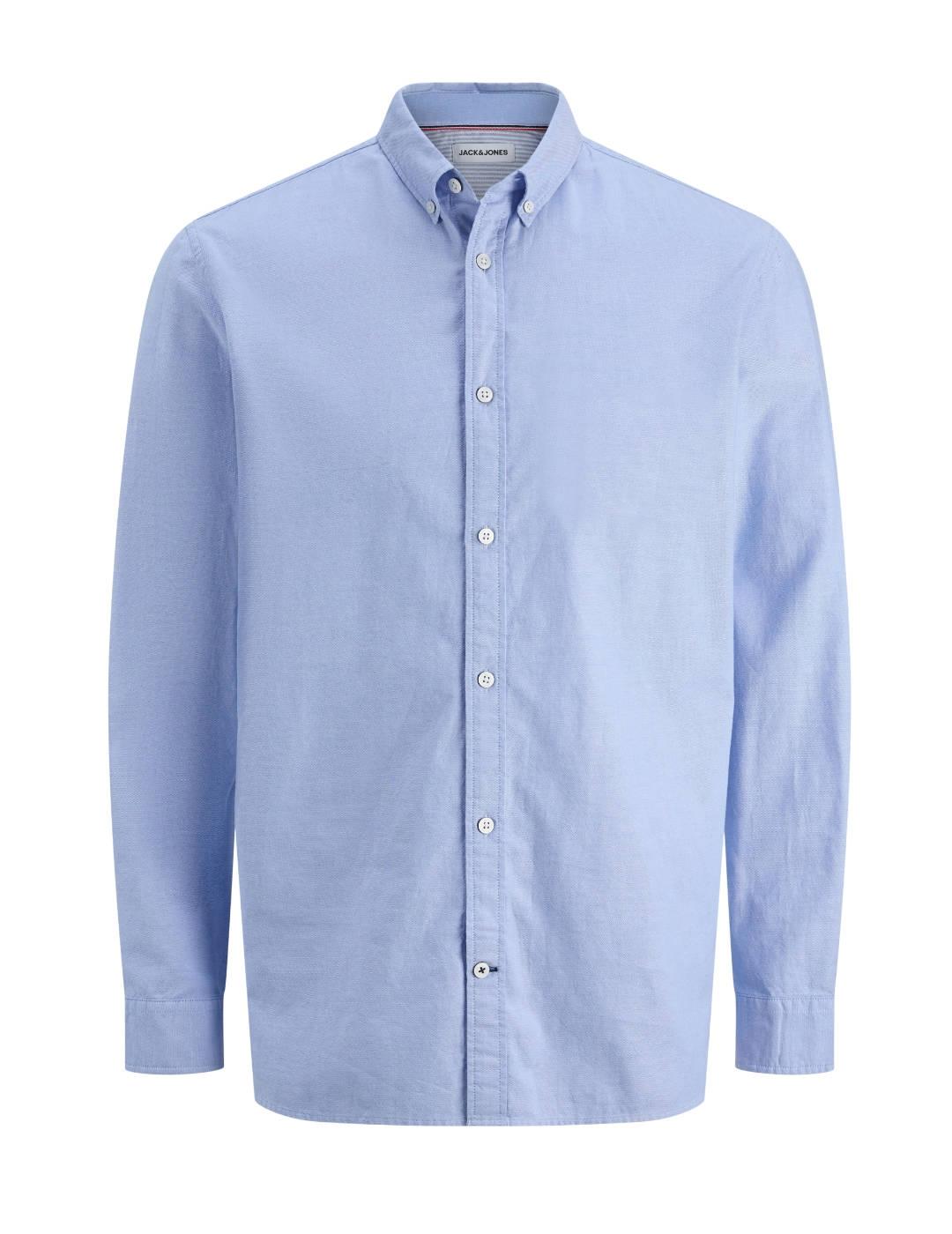 Camisa Jack&Jones Oxford azul manga larga para hombre