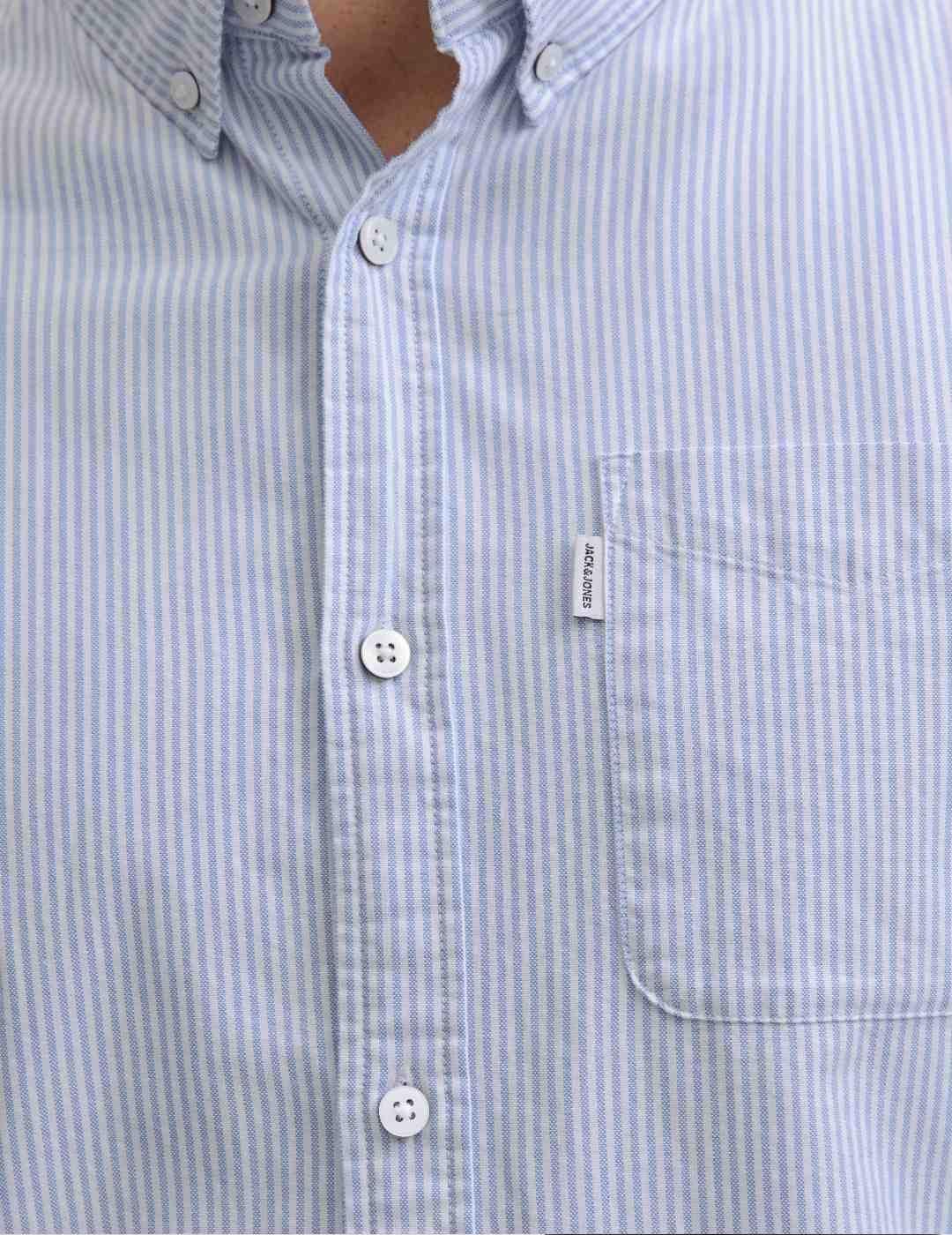 Camisa Jack&Jones Oxford raya celeste manga larga de hombre