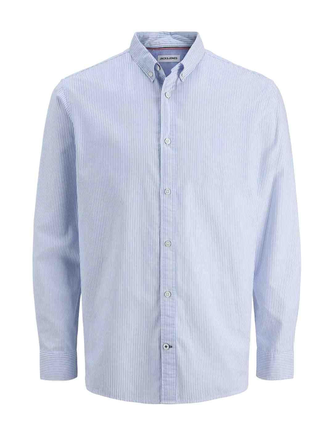 Camisa Jack&Jones Oxford raya celeste manga larga de hombre