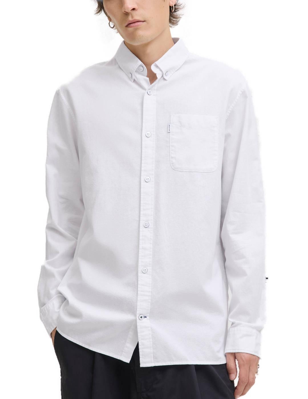 Camisa jack&Jones Oxford blanca manga larga para hombre