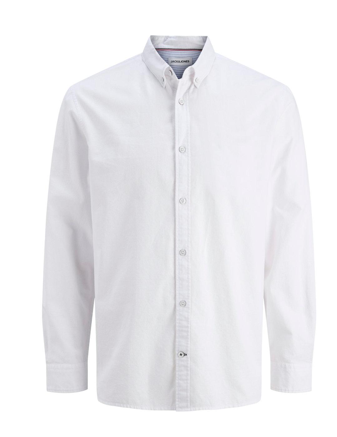 Camisa jack&Jones Oxford blanca manga larga para hombre
