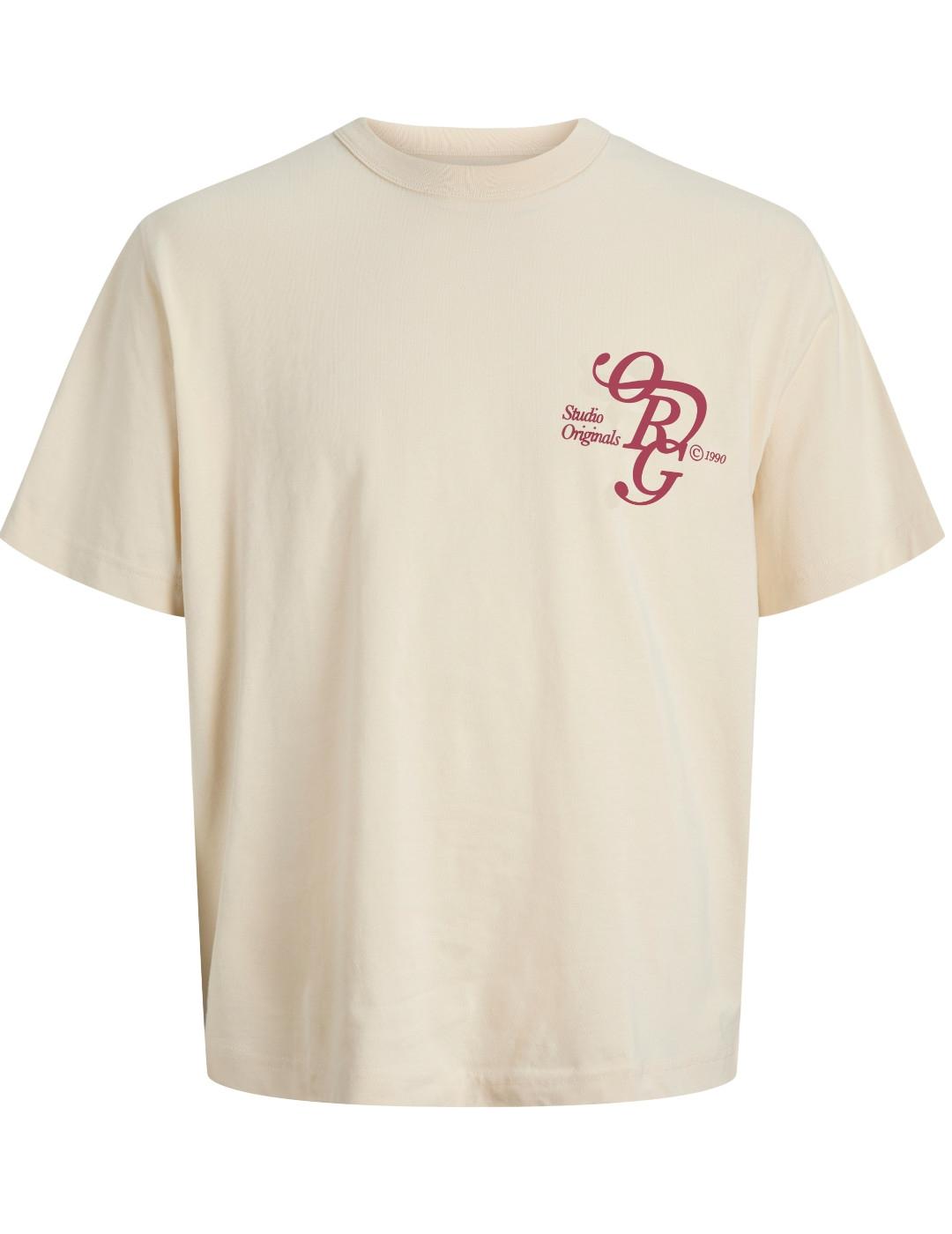 Camiseta Jack&Jones Orgramercy beige manga corta para hombre