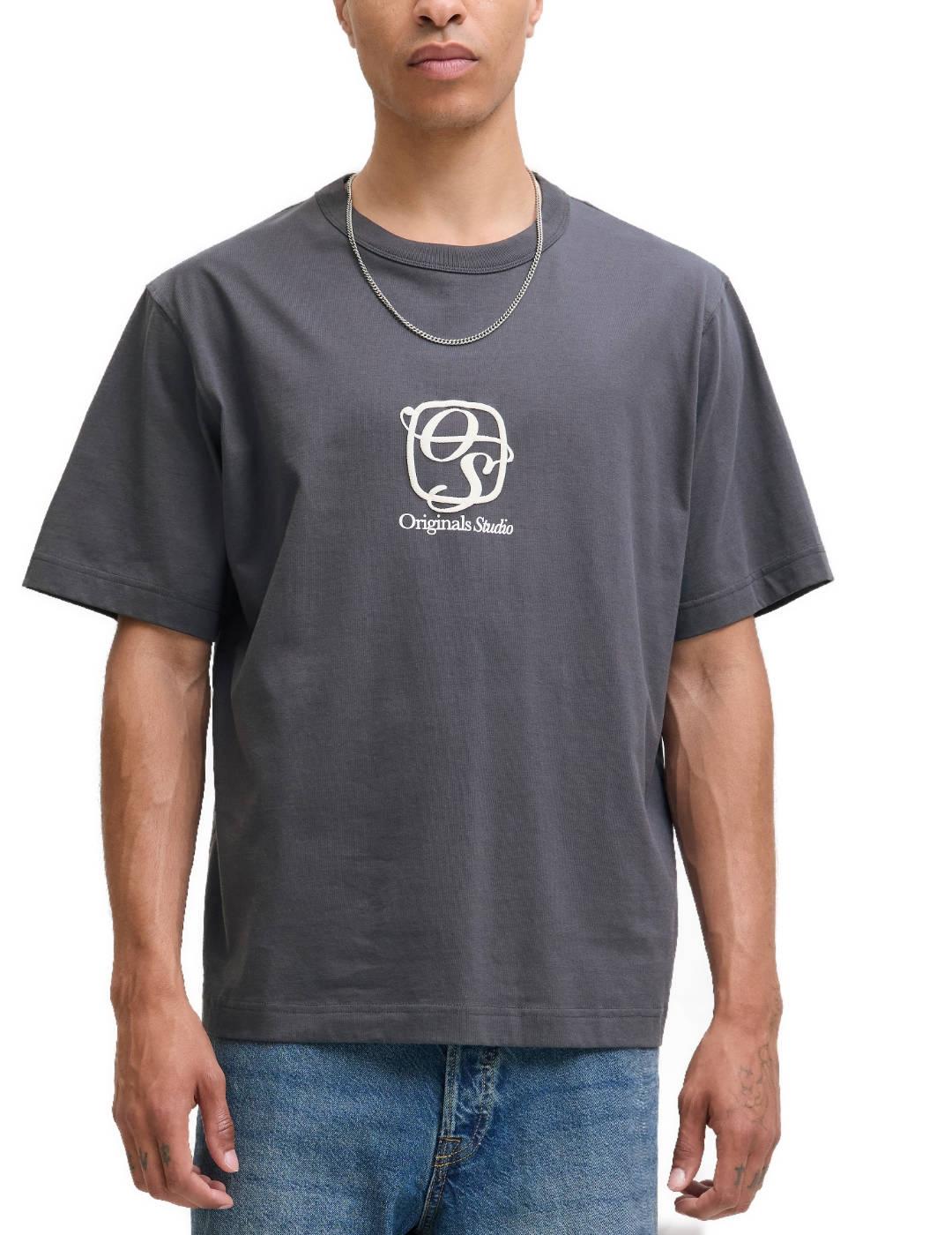 Camiseta Jack&Jones Orgramercy gris manga corta para hombre