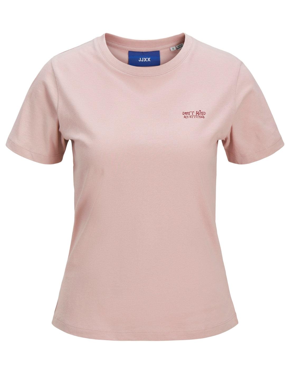 Camiseta JJXX Carly rosa manga corta para mujer