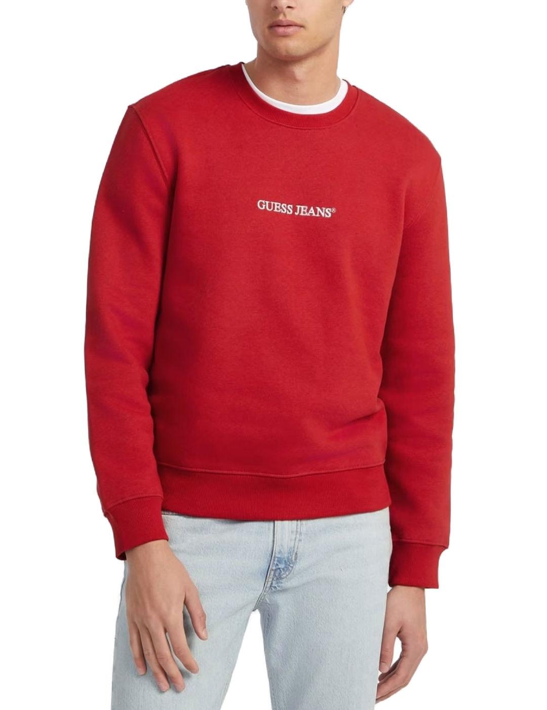 Sudadera Guess Slim Logo roja sin capucha para hombre