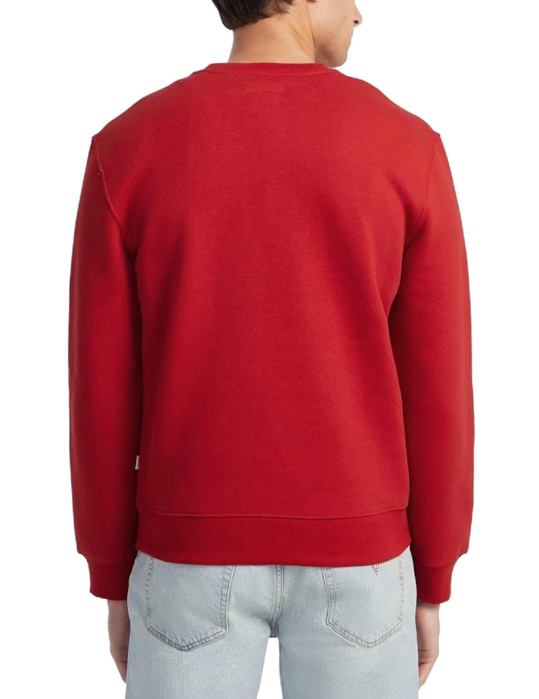 Sudadera Guess Slim Logo roja sin capucha para hombre