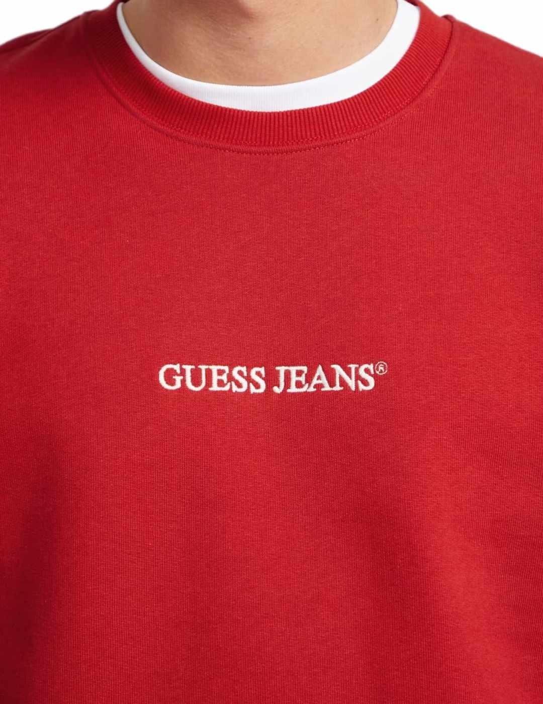Sudadera Guess Slim Logo roja sin capucha para hombre