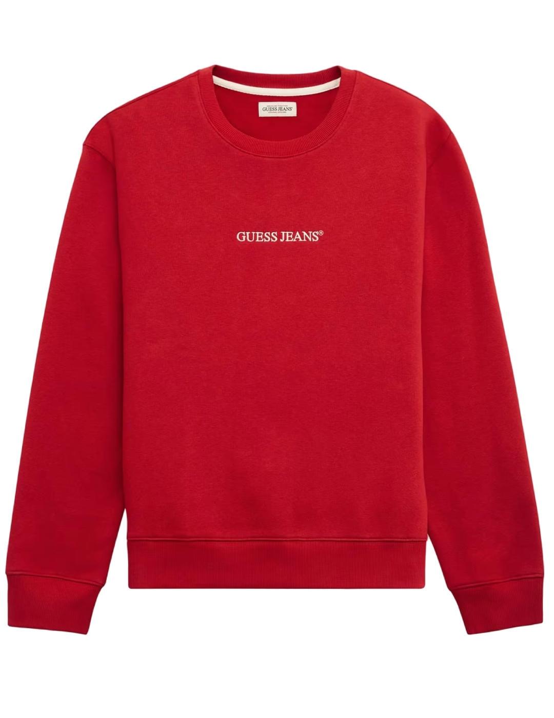 Sudadera Guess Slim Logo roja sin capucha para hombre