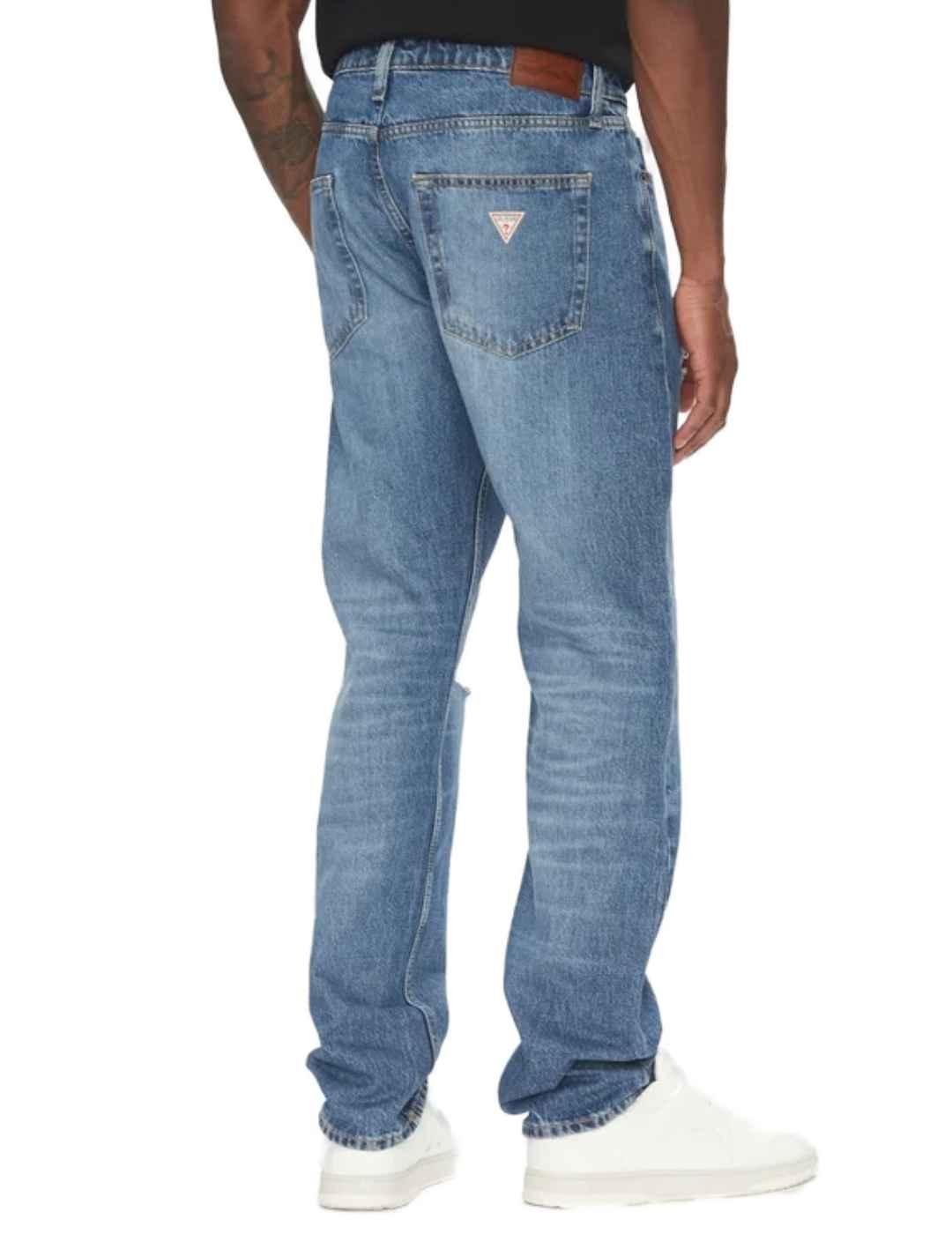 Vaquero Guess G14 Slim azul medio con rotos para hombre