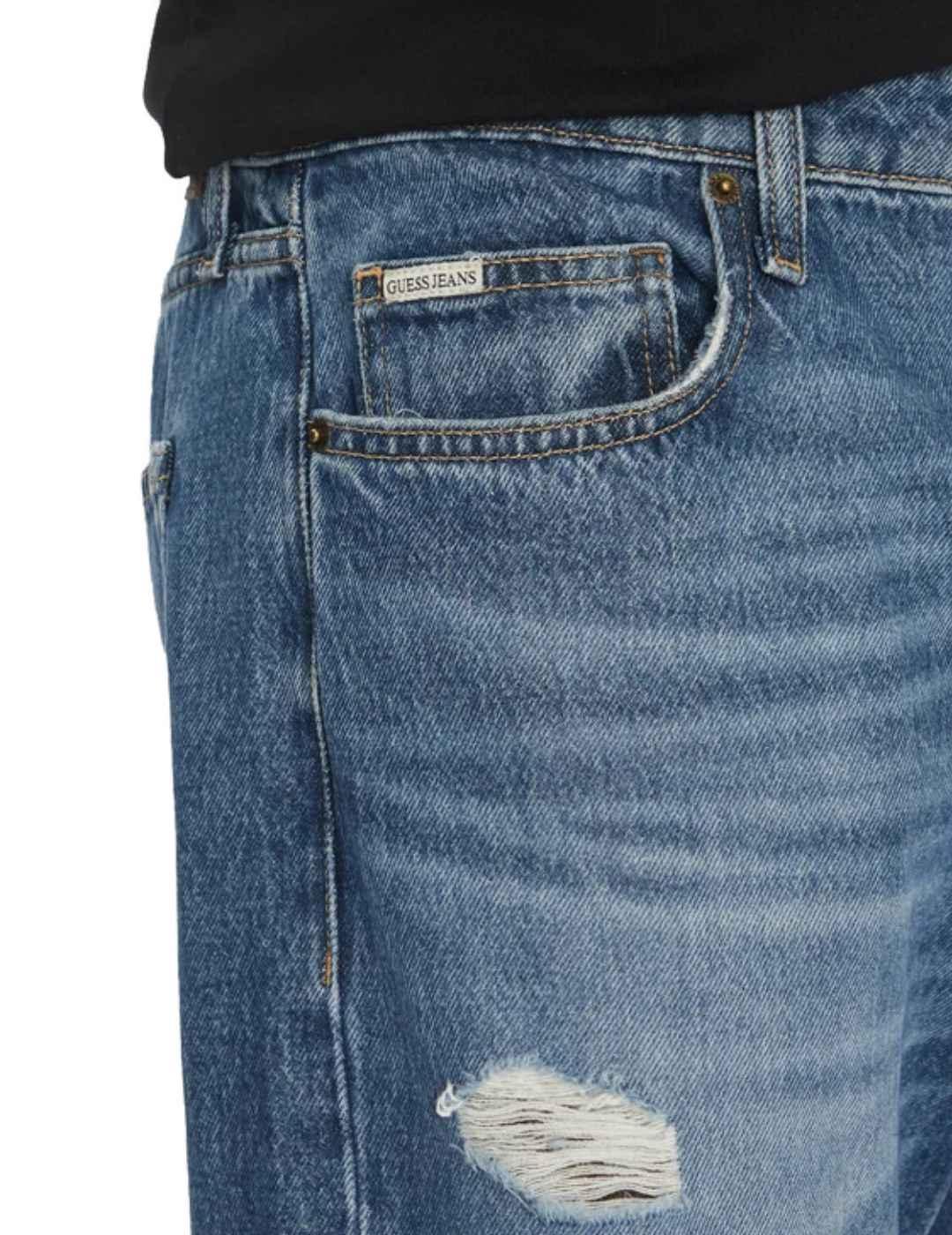 Vaquero Guess G14 Slim azul medio con rotos para hombre