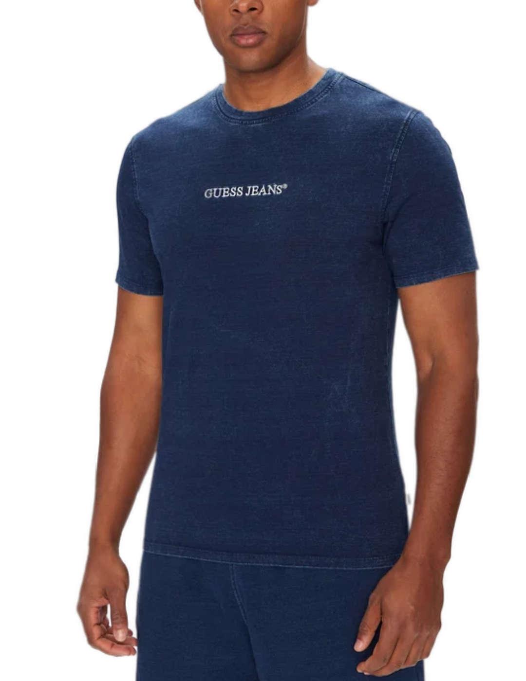 Camiseta Guess Slim azul índigo manga corta para hombre