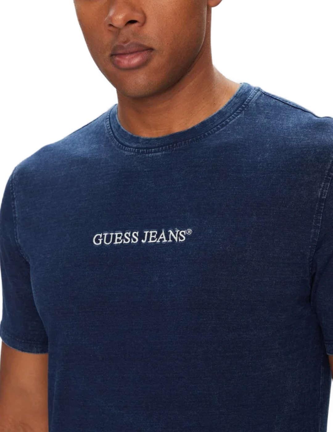 Camiseta Guess Slim azul índigo manga corta para hombre