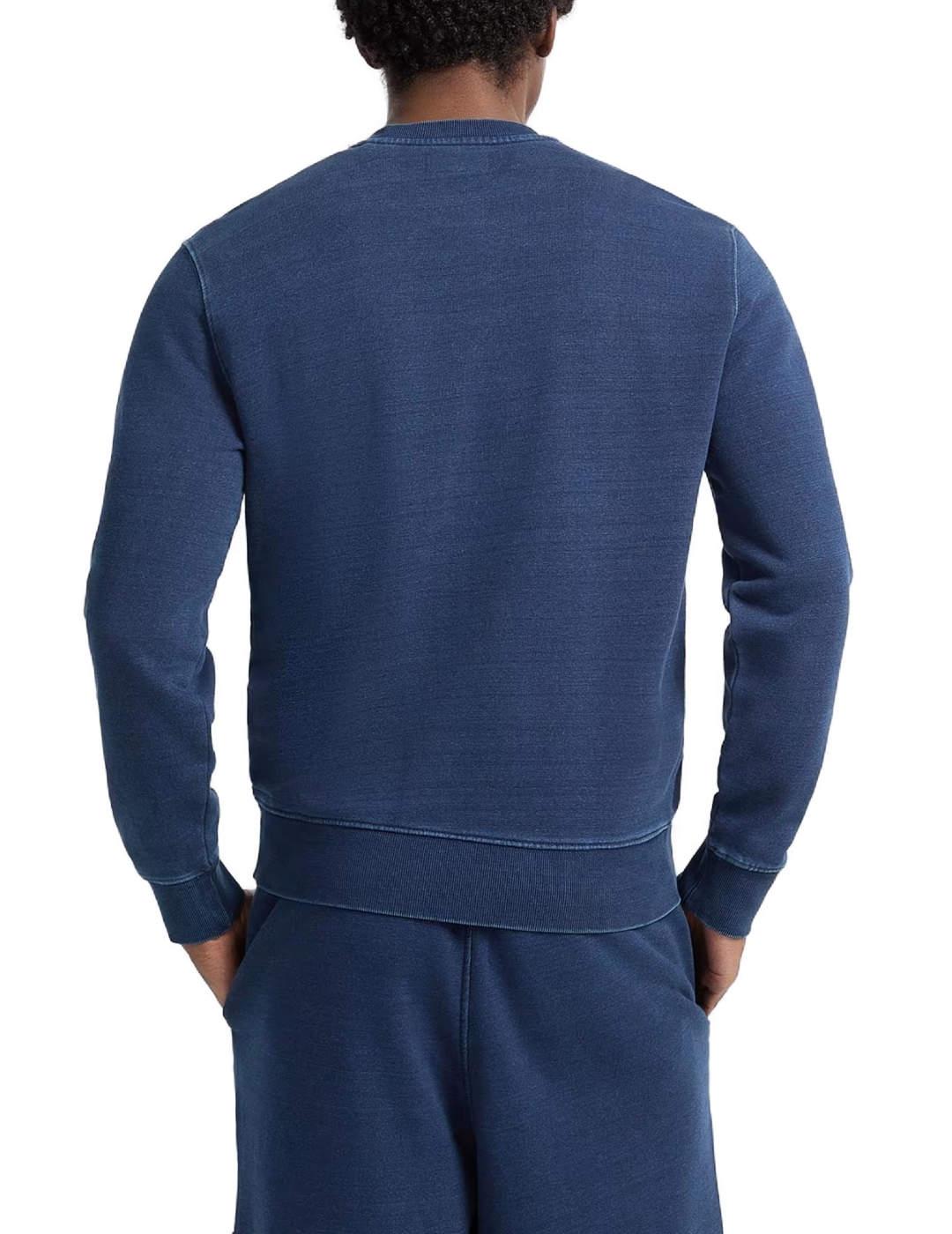 Sudadera Guess Slim azul índigo sin capucha para hombre