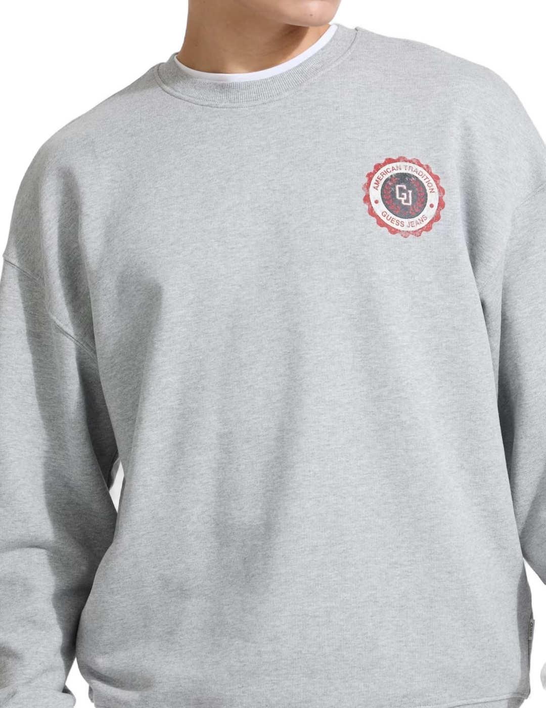 Sudadera Guess Varsity gris sin capucha para hombre