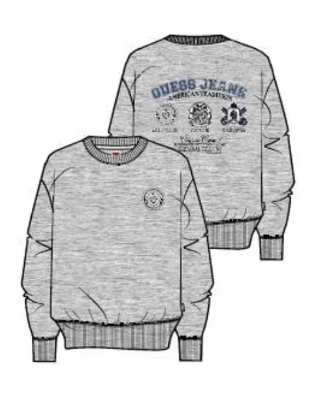 Sudadera Guess Varsity gris sin capucha para hombre