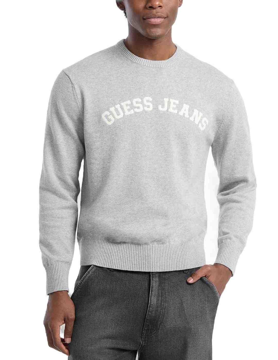 Jersey Guess Patch gris sin capucha para hombre