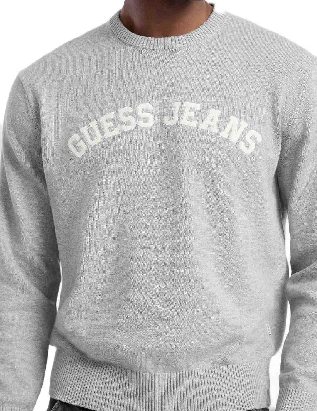 Jersey Guess Patch gris sin capucha para hombre
