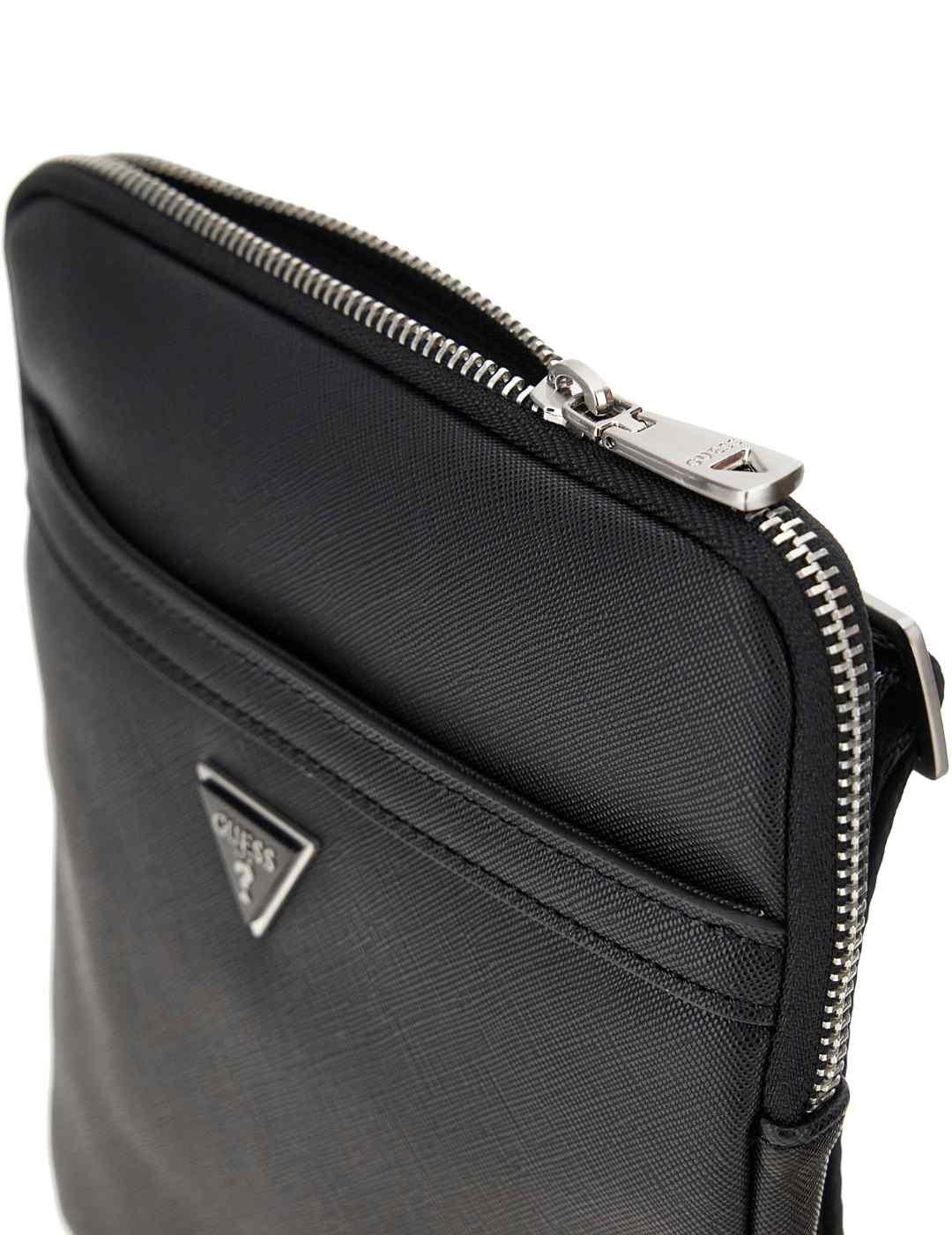 Bolso bandolera Guess Saffiano negro para hombre