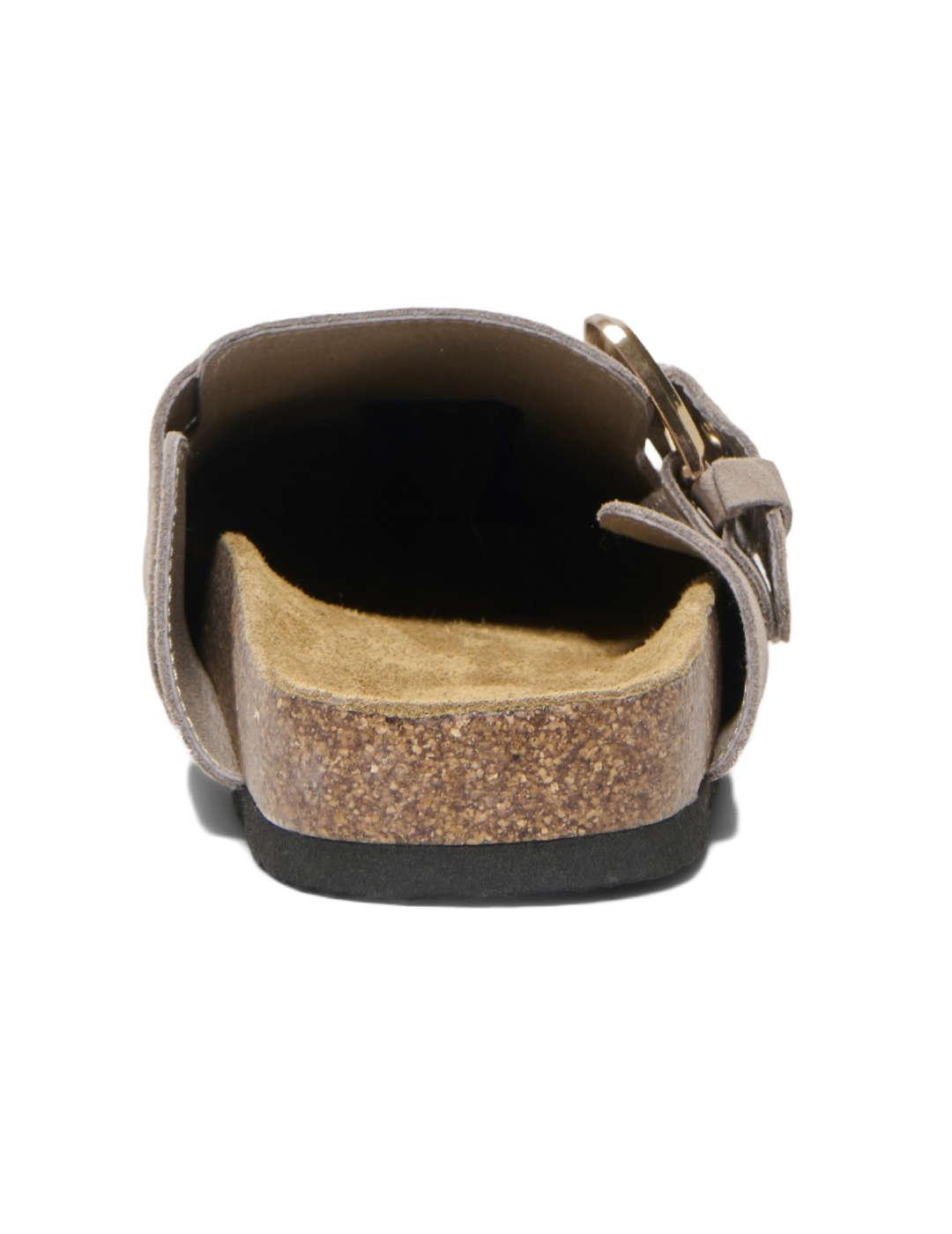 Zuecos Only Huston beige hebilla de mujer