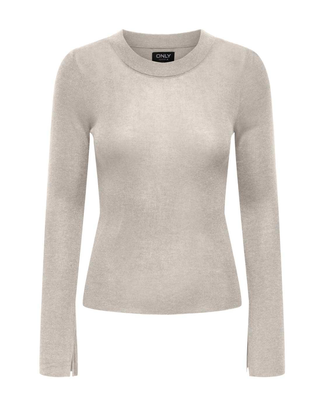 Jersey Only Tara beige manga larga para mujer