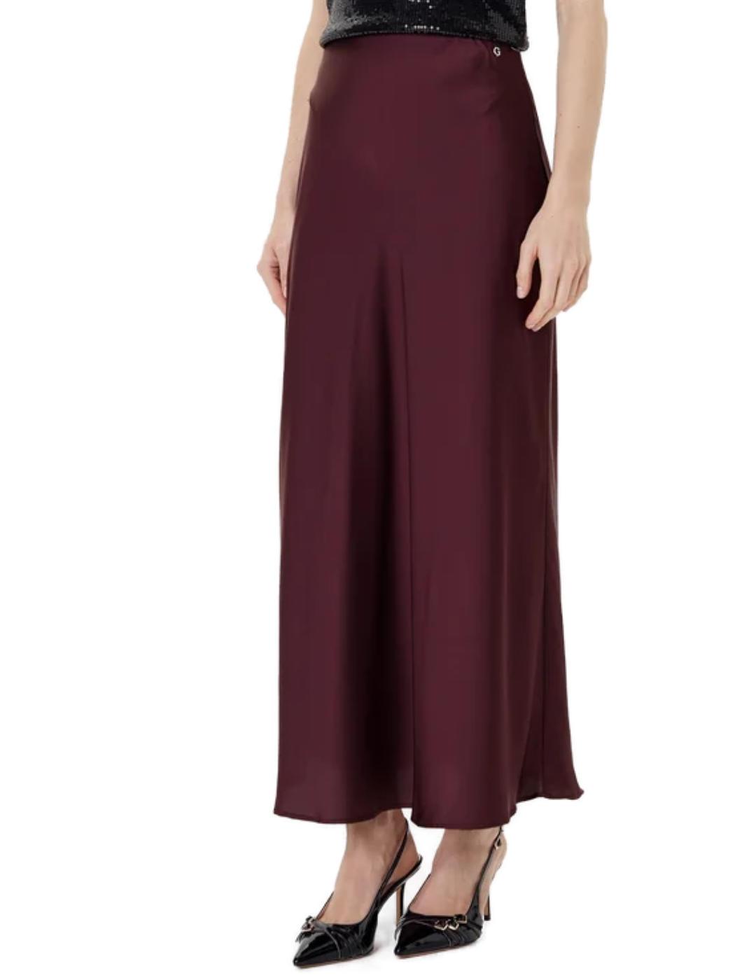 Falda Guess Sibilla larga vino satinada para mujer