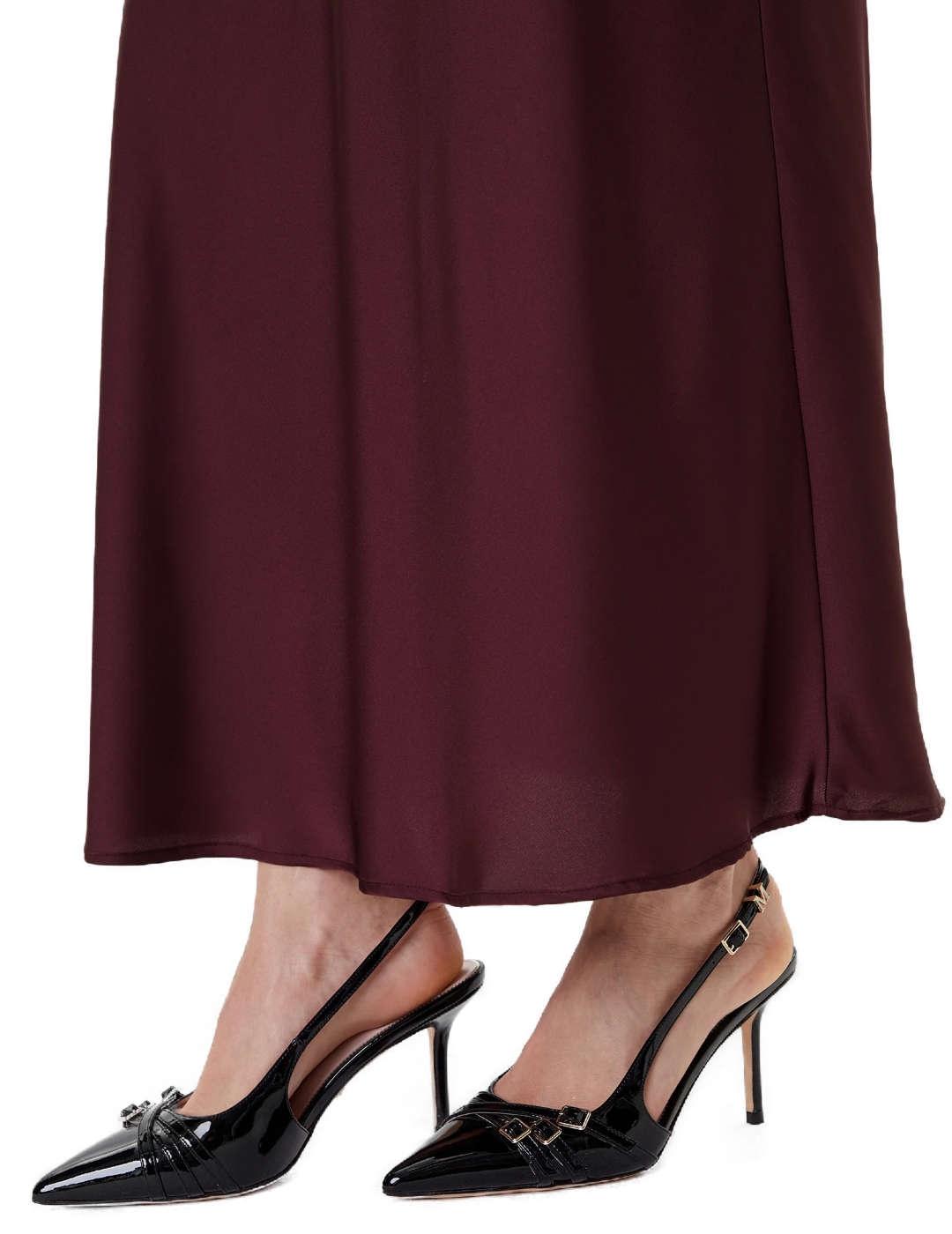 Falda Guess Sibilla larga vino satinada para mujer