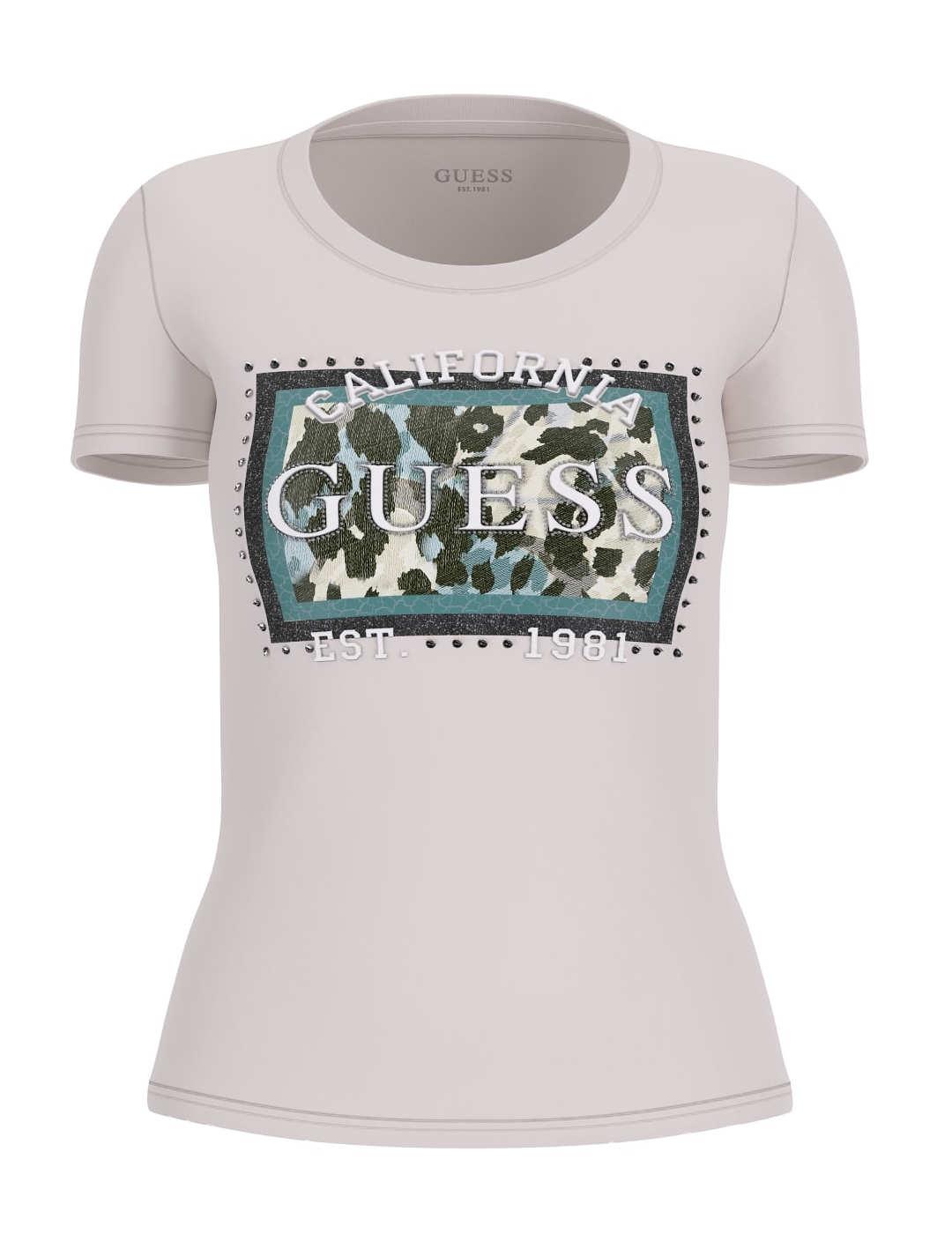 Camiseta Guess Animalier blanca manga cortade mujer