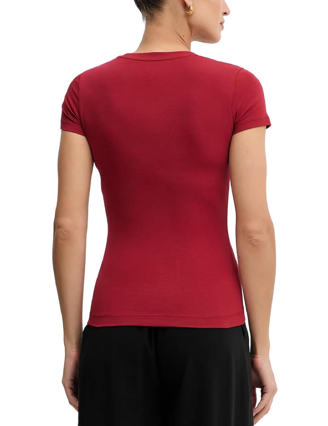 Camiseta Guess Embro roja bordado manga corta para mujer
