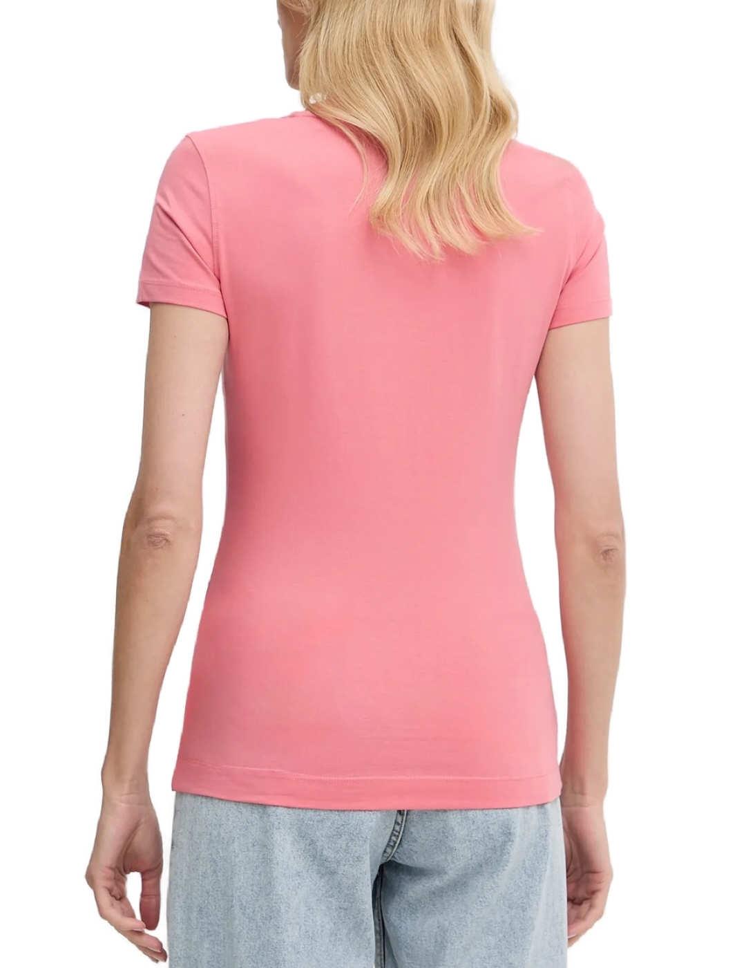 Camiseta Guess Logo rosa manga corta para mujer