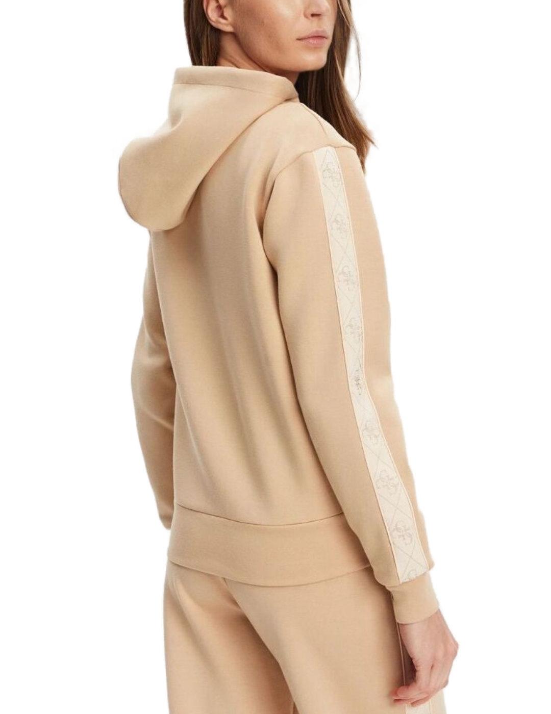 Chaqueta Guess New Hooded beige elástica para mujer