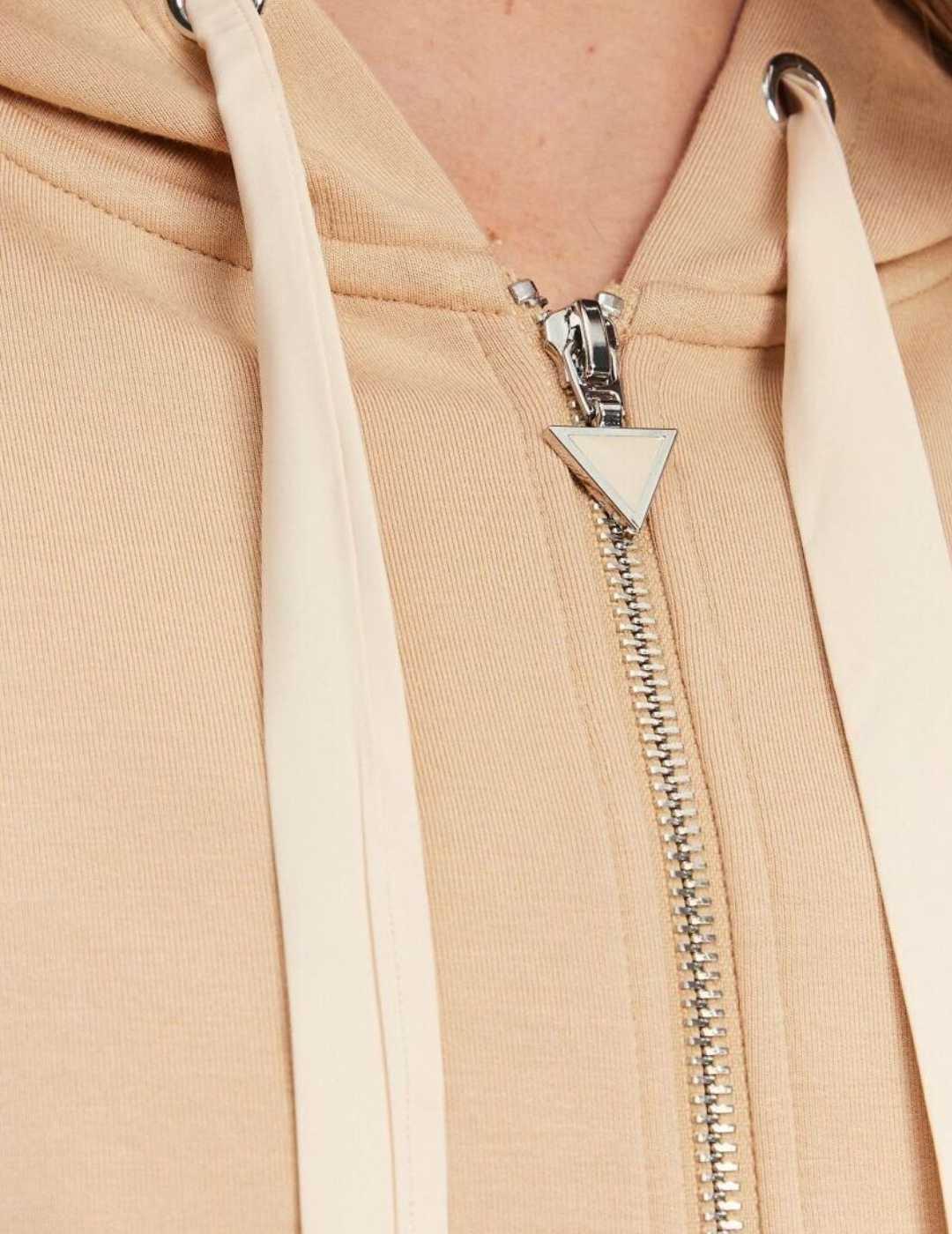 Chaqueta Guess New Hooded beige elástica para mujer