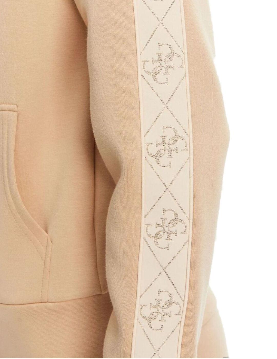 Chaqueta Guess New Hooded beige elástica para mujer